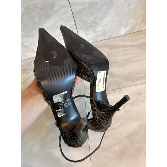 Carlos Santana Women’s Heels Green Leather Croc Kitten Heels Pointed Size 8.5 - Picture 6 of 8